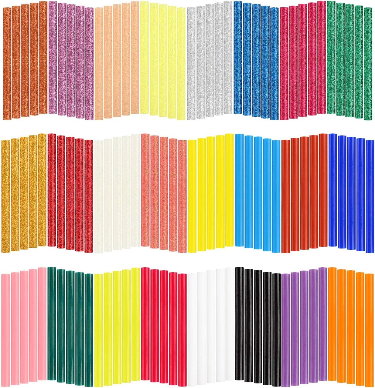 120pcs Colored Glue Sticks - 0.28" x 3.9", Mini Size Melt Hot Glue Sticks in 24 Colors, 60pcs Colored + 60pcs Glitter, Multipurpose for Art Craft Project, General Repair, Bonding, Sealing